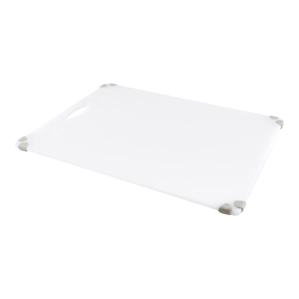 Restaurantware Sure Grip White Plastic Cutting Board - Non-Slip Measurement Markers Carrying Handle - 18" X 24" - 1 Count Box