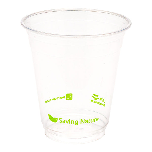 Restaurantware Sustain 12 Oz Round Clear PLA Plastic Drinking Cup - Compostable - 3 3/4" X 3 3/4" X 4 1/4" - 1000 Count Box