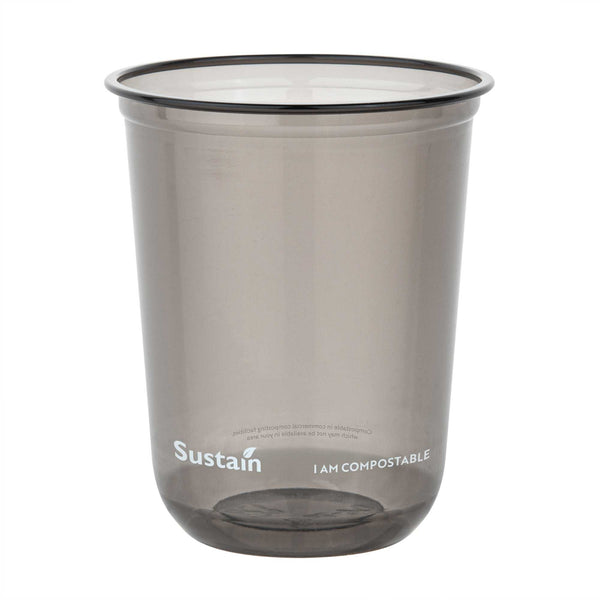 Restaurantware Sustain 12 Oz U-Shape Black PLA Plastic Drinking Cup - Compostable Rounded Bottom - 3 1/2" X 3 1/2" X 4 1/4" - 1000 Count Box