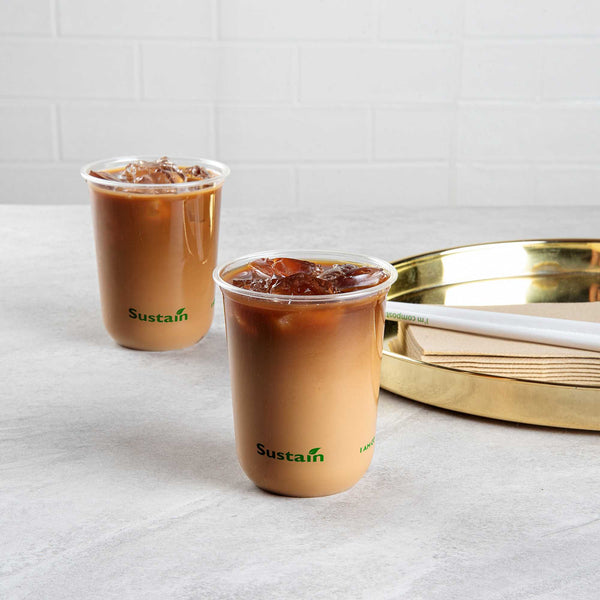 Restaurantware Sustain 12 Oz U-Shape Clear PLA Plastic Drinking Cup - Compostable Rounded Bottom - 3 1/2" X 3 1/2" X 4 1/4" - 1000 Count Box