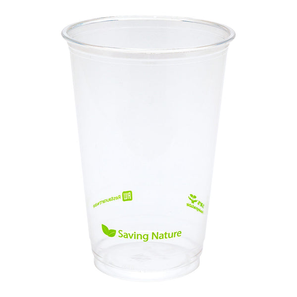Restaurantware Sustain 16 Oz Round Clear PLA Plastic Drinking Cup - Compostable - 3 3/4" X 3 3/4" X 4 3/4" - 1000 Count Box