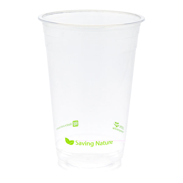 Restaurantware Sustain 20 Oz Round Clear PLA Plastic Drinking Cup - Compostable - 3 3/4" X 3 3/4" X 5 3/4" - 1000 Count Box