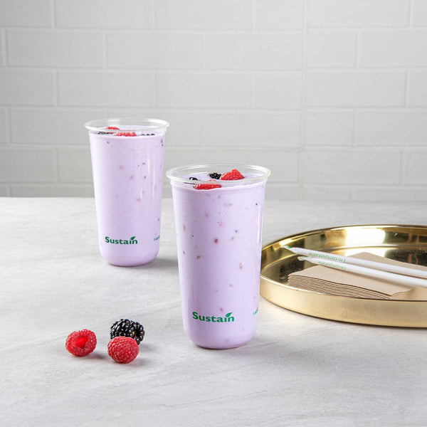 Restaurantware Sustain 24 Oz U-Shape Clear PLA Plastic Drinking Cup - Compostable Rounded Bottom - 3 1/2" X 3 1/2" X 6" - 1000 Count Box