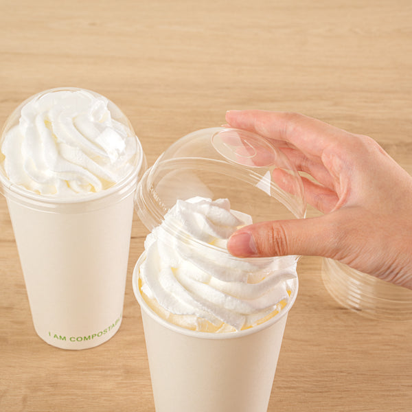 Restaurantware Sustain Clear PLA Plastic Cold Cup Dome Lid - Fits 9 12 16 20 And 22 Oz Compostable - 1000 Count Box