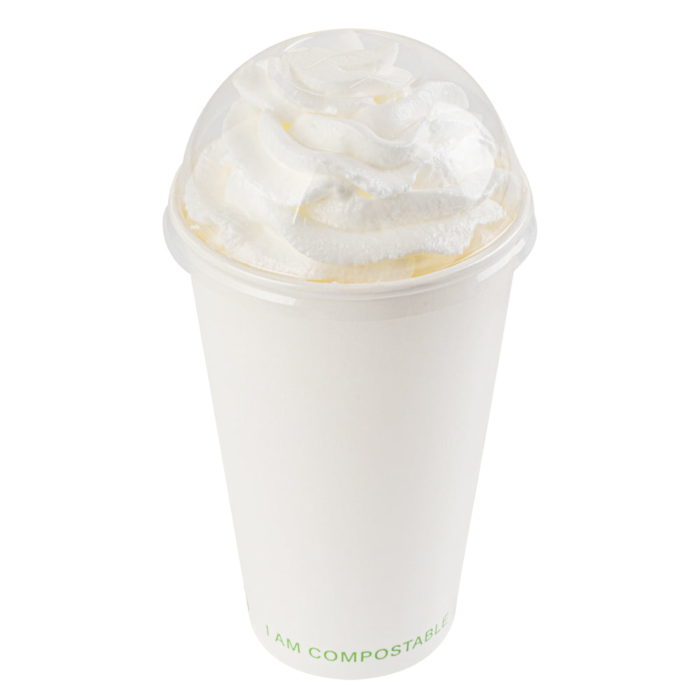 restaurantware Sustain Clear PLA Plastic Cold Cup Dome Lid - Fits 9 12 16 20 and 22 oz Compostable - 1000 count box