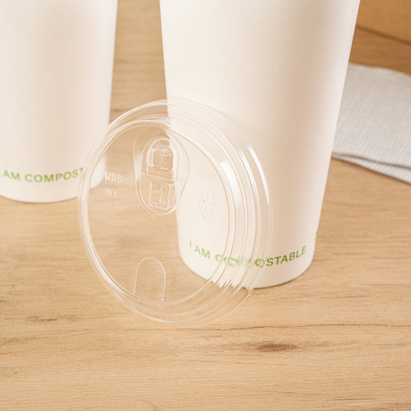 Restaurantware Sustain Clear PLA Plastic Straw Or Sip Cold Cup Lid - Fits 9 12 16 20 And 22 Oz Compostable - 1000 Count Box