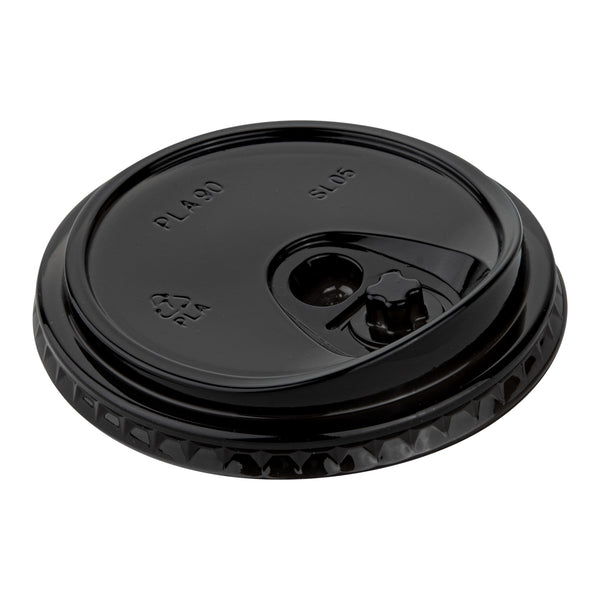 Restaurantware Sustain Round Black PLA Plastic Straw Or Sippy Cup Lid - Fits 12 16 And 24 Oz Compostable - 3 1/2" X 3 1/2" X 3/4" - 1000 Count Box