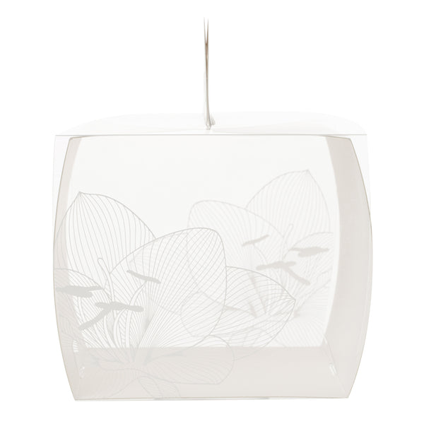 Restaurantware Sweet Vision Square Clear Plastic Cupcake Box - With Handle White Paper Wrap Lotus Accent - 4" X 4" X 4 1/4" - 100 Count Box