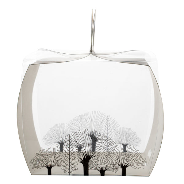 Restaurantware Sweet Vision Square Clear Plastic Cupcake Box - With Handle Black Paper Wrap Tree Accent - 4" X 4" X 4 1/4" - 100 Count Box