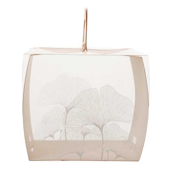 Restaurantware Sweet Vision Square Clear Plastic Cupcake Box - With Handle Orange Paper Wrap Leaf Accent - 4" X 4" X 4 1/4" - 100 Count Box