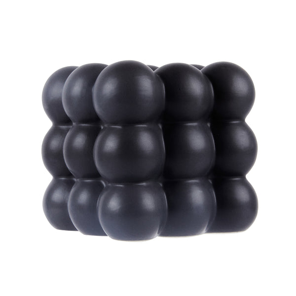Restaurantware Table Art Black Ceramic Bubble Cube Vase - 4 1/2'' X 4 1/2'' X 4 1/4'' - 1 Count Box