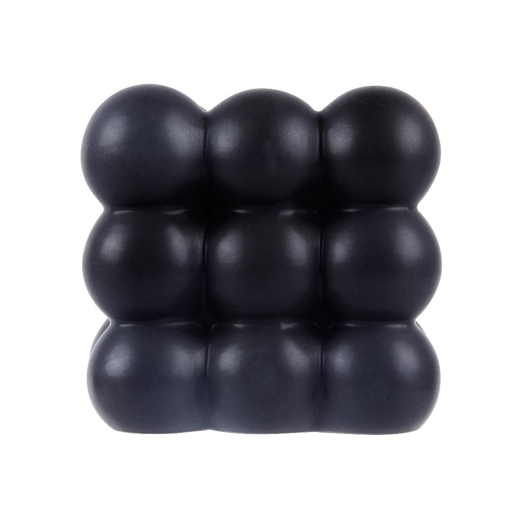 restaurantware Table Art Black Ceramic Bubble Cube Vase - 4 1/2'' x 4 1/2'' x 4 1/4'' - 1 count box
