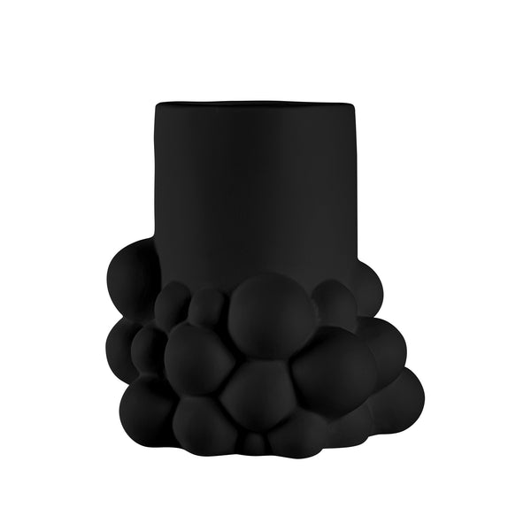Restaurantware Table Art Black Ceramic Cylinder Bubble Vase - 6'' X 5 3/4'' X 6 1/2'' - 1 Count Box