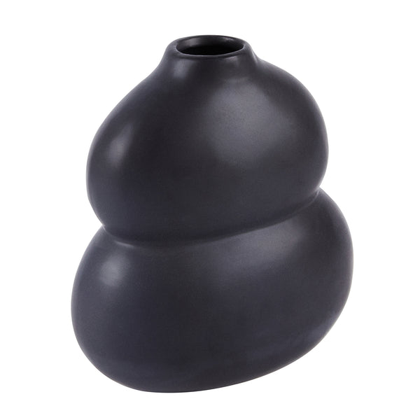 Restaurantware Table Art Black Ceramic Gourd Vase - 6 1/2'' X 4'' X 7'' - 1 Count Box