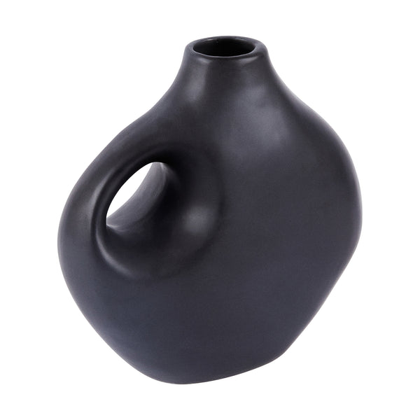Restaurantware Table Art Black Ceramic Jug Vase - 7'' X 3 1/4'' X 7'' - 1 Count Box