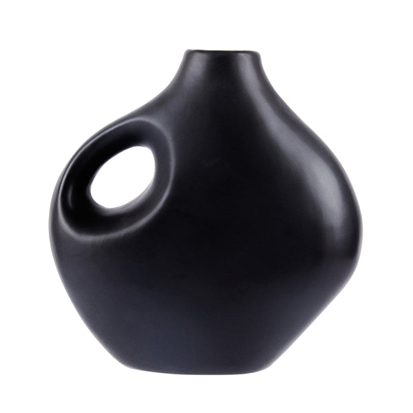 Restaurantware Table Art Black Ceramic Jug Vase - 7'' X 3 1/4'' X 7'' - 1 Count Box