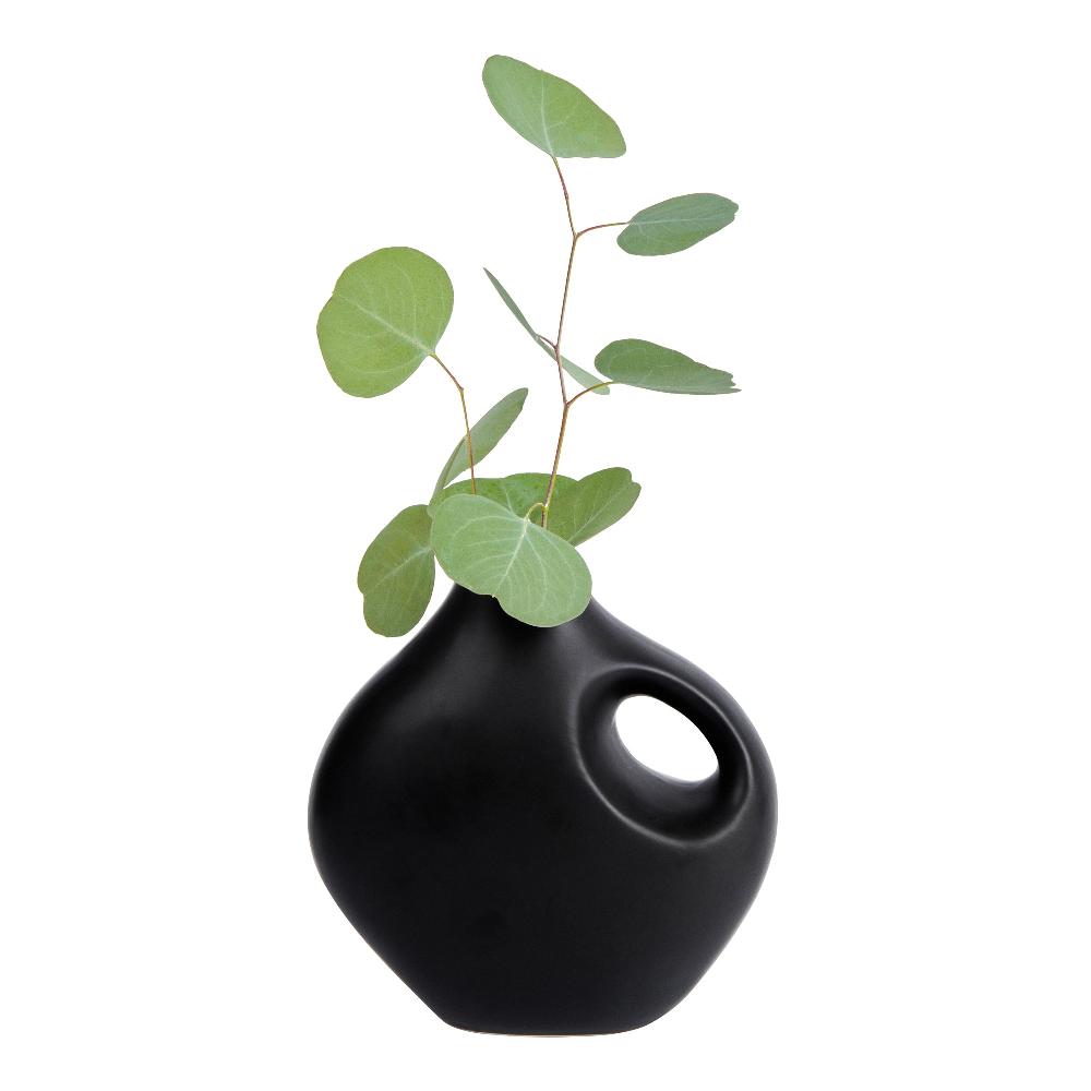 restaurantware Table Art Black Ceramic Jug Vase - 7'' x 3 1/4'' x 7'' - 1 count box