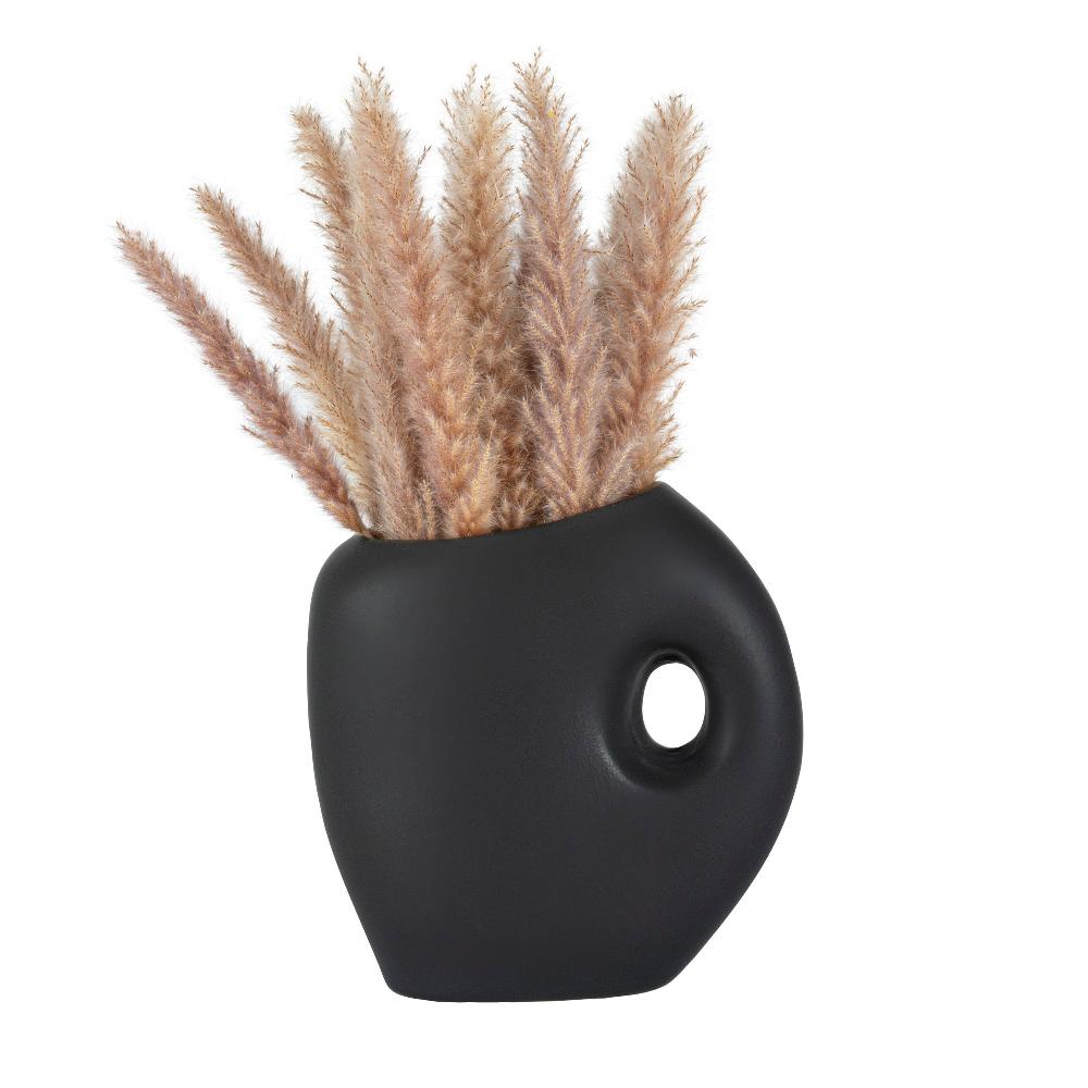 restaurantware Table Art Black Ceramic Jug Vase - 8 3/4'' x 4 1/2'' x 9 1/2'' - 1 count box