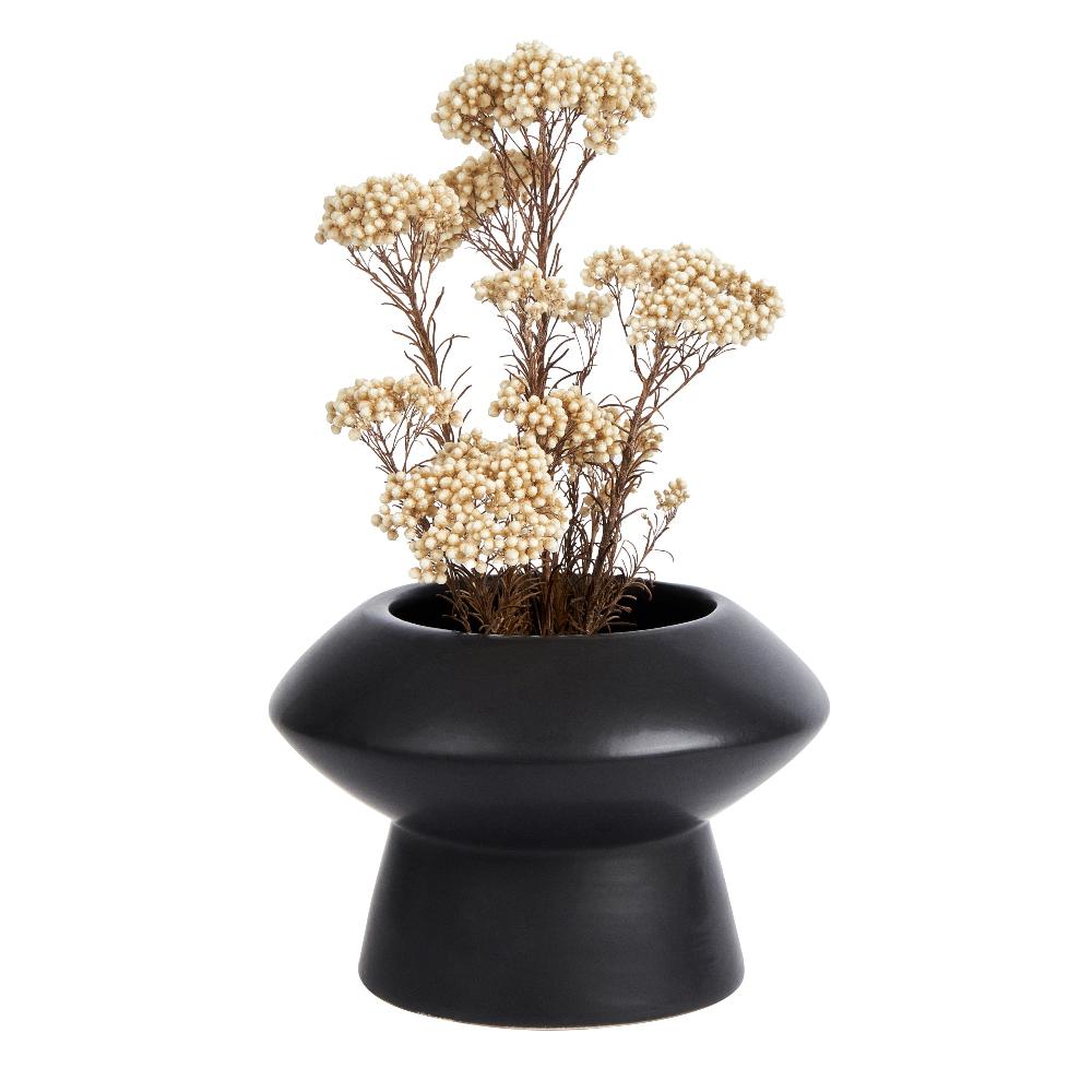 restaurantware Table Art Black Ceramic Mushroom Vase - 5 3/4'' x 5 3/4'' x 4'' - 1 count box