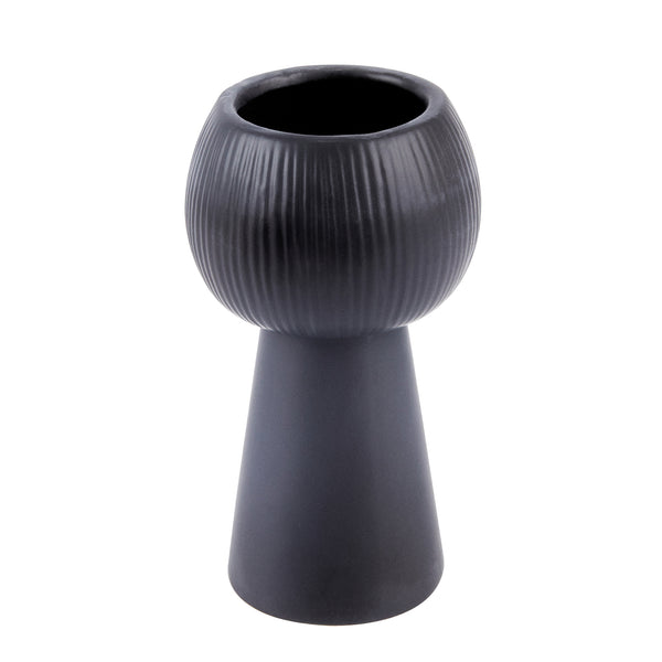 Restaurantware Table Art Black Ceramic Pedestal Vase - 3 1/2'' X 3 1/2'' X 6 1/2'' - 1 Count Box