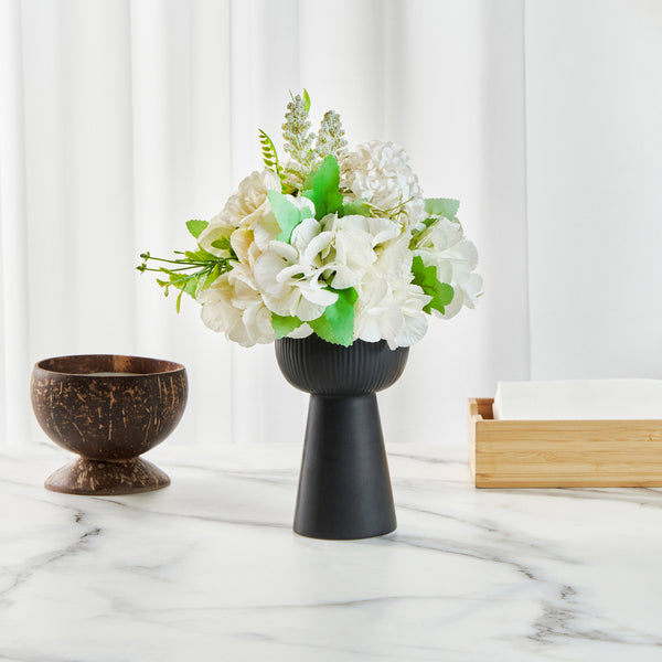 Restaurantware Table Art Black Ceramic Pedestal Vase - 3 1/2'' X 3 1/2'' X 6 1/2'' - 1 Count Box