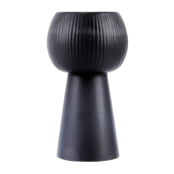Restaurantware Table Art Black Ceramic Pedestal Vase - 3 1/2'' X 3 1/2'' X 6 1/2'' - 1 Count Box