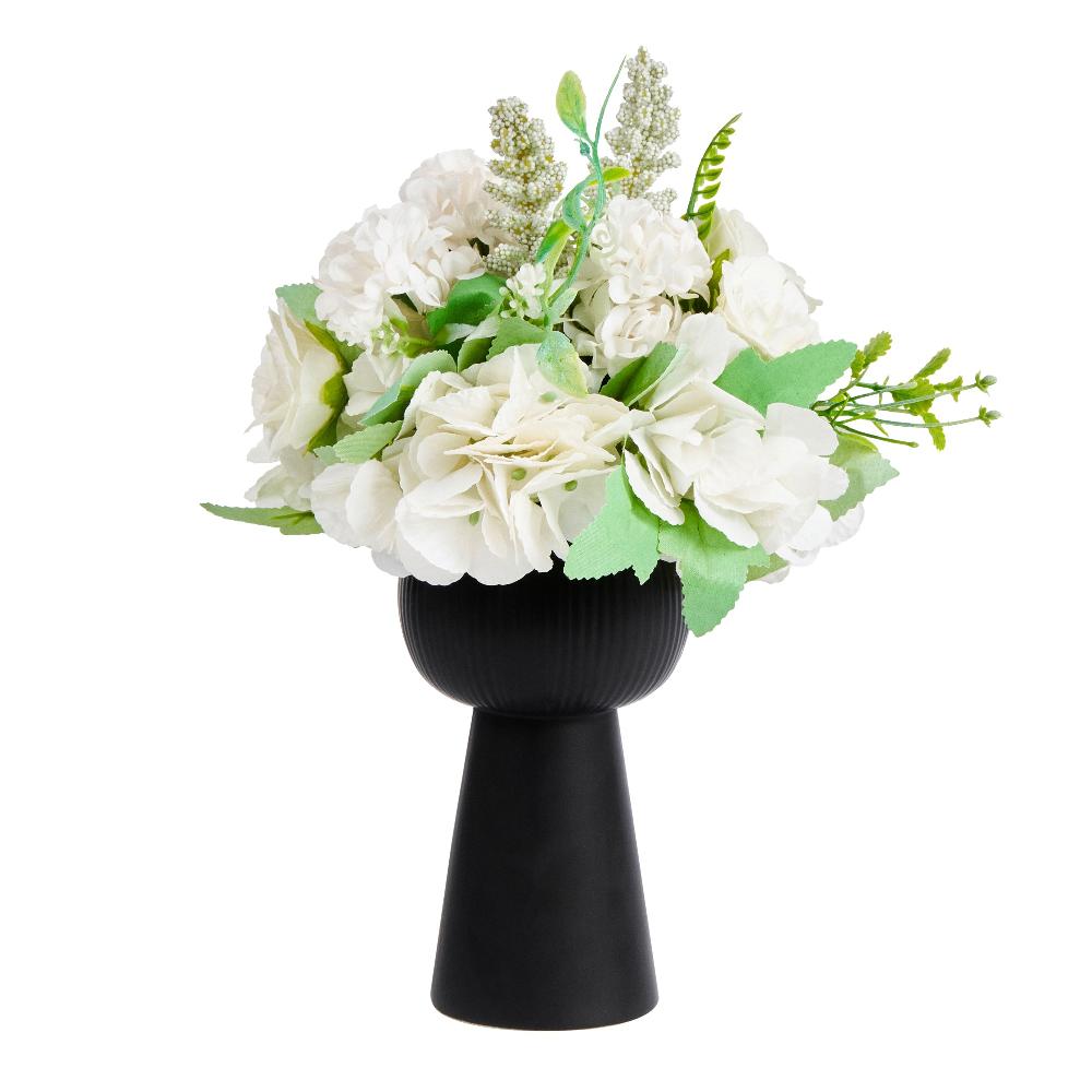restaurantware Table Art Black Ceramic Pedestal Vase - 3 1/2'' x 3 1/2'' x 6 1/2'' - 1 count box