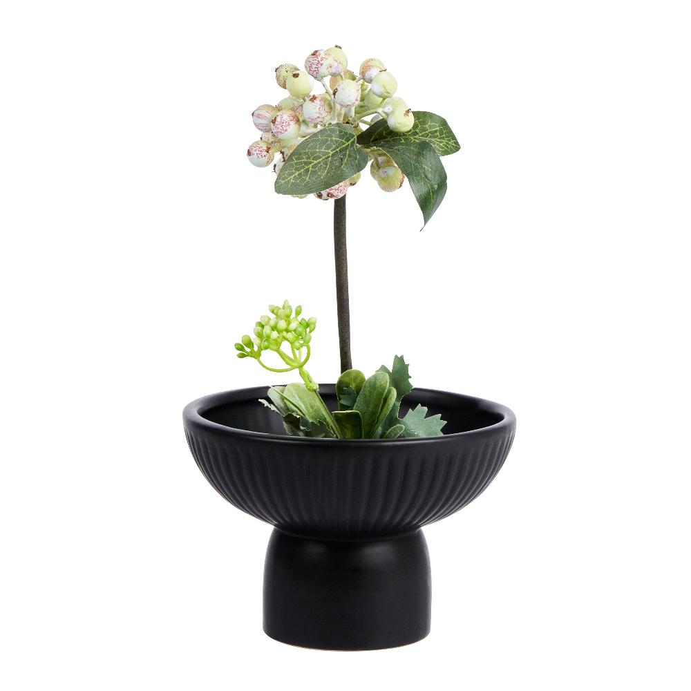 restaurantware Table Art Black Ceramic Pedestal Vase - 6'' x 6'' x 4'' - 1 count box
