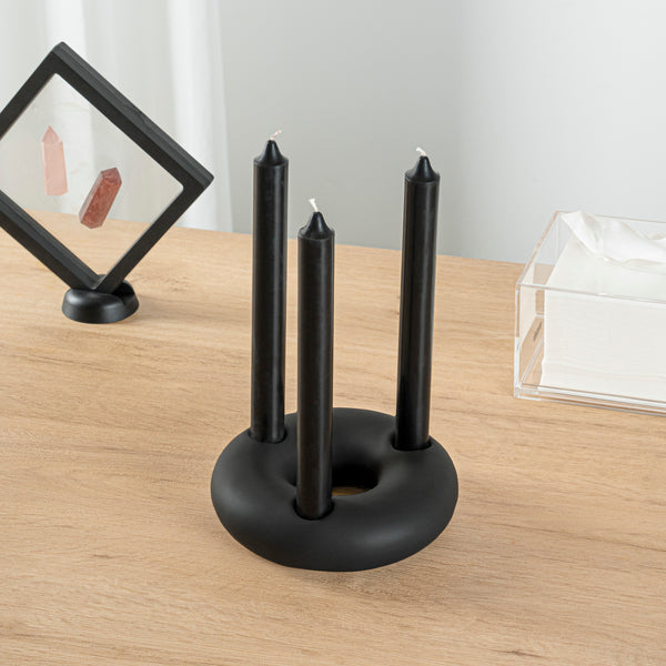 Restaurantware Table Art Black Ceramic Ring Vase - 6'' X 6'' X 1 3/4'' - 1 Count Box