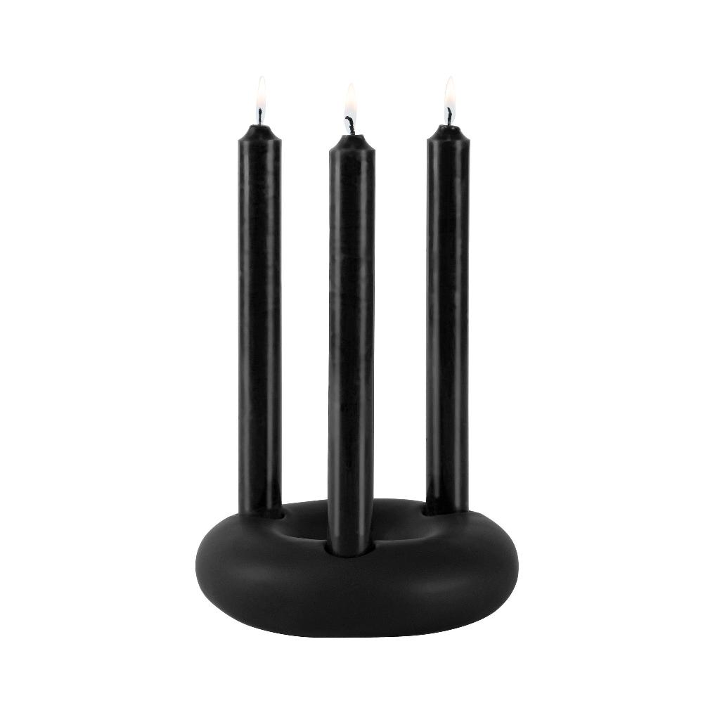 restaurantware Table Art Black Ceramic Ring Vase - 6'' x 6'' x 1 3/4'' - 1 count box