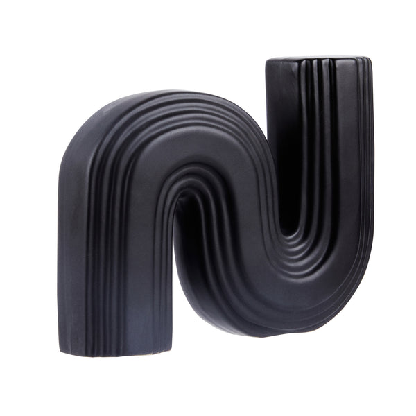 Restaurantware Table Art Black Ceramic S-Shaped Vase - 7 1/4'' X 2'' X 6'' - 1 Count Box
