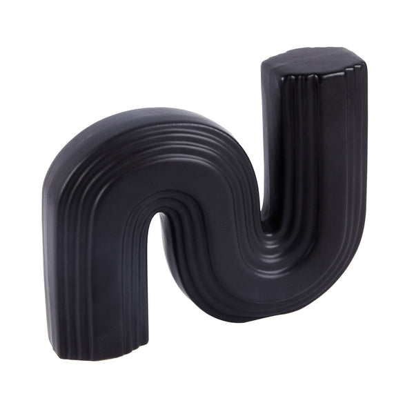 Restaurantware Table Art Black Ceramic S-Shaped Vase - 7 1/4'' X 2'' X 6'' - 1 Count Box