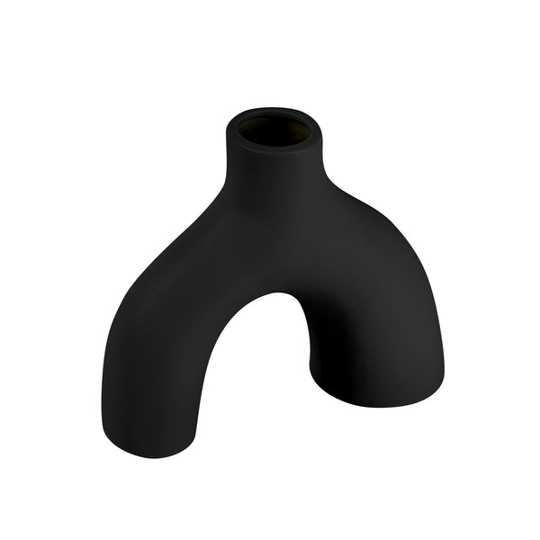 Restaurantware Table Art Black Ceramic Soft Arch Vase - 9'' X 3 1/4'' X 8'' - 1 Count Box