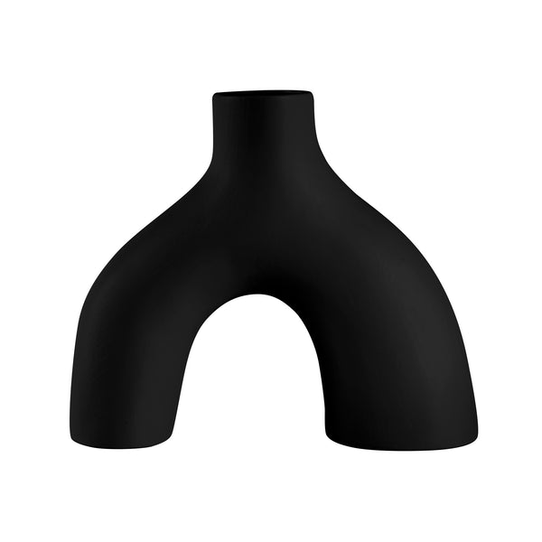 Restaurantware Table Art Black Ceramic Soft Arch Vase - 9'' X 3 1/4'' X 8'' - 1 Count Box