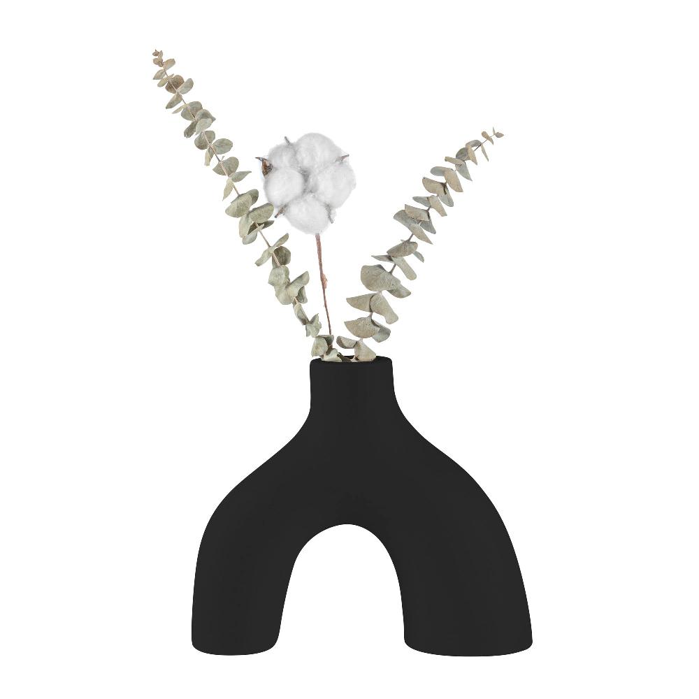 restaurantware Table Art Black Ceramic Soft Arch Vase - 9'' x 3 1/4'' x 8'' - 1 count box