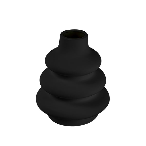 Restaurantware Table Art Black Ceramic Stacked Vase - 6 3/4'' X 6 3/4'' X 8'' - 1 Count Box