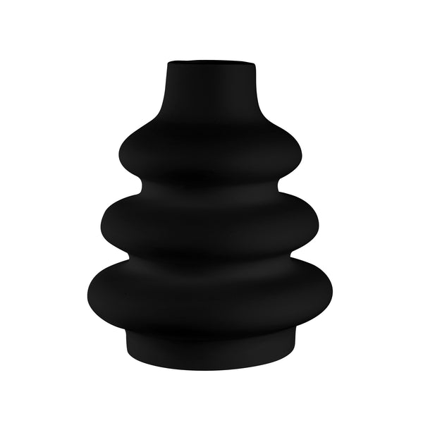 Restaurantware Table Art Black Ceramic Stacked Vase - 6 3/4'' X 6 3/4'' X 8'' - 1 Count Box