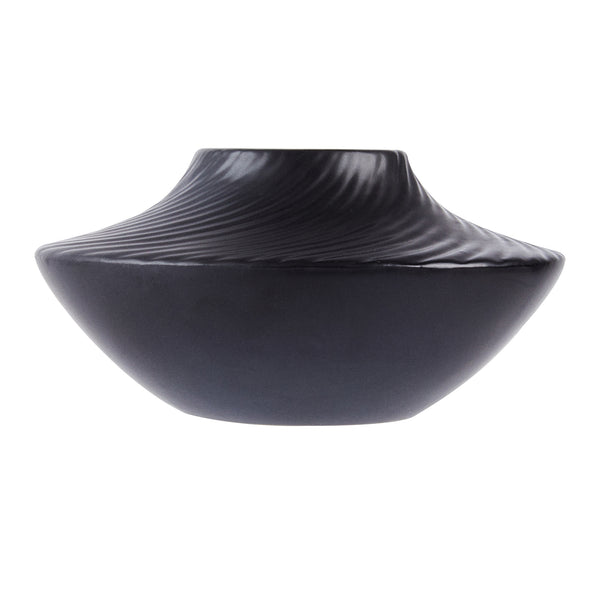 Restaurantware Table Art Black Ceramic Swirl Vase - 5 1/4'' X 5 1/4'' X 2 3/4'' - 1 Count Box