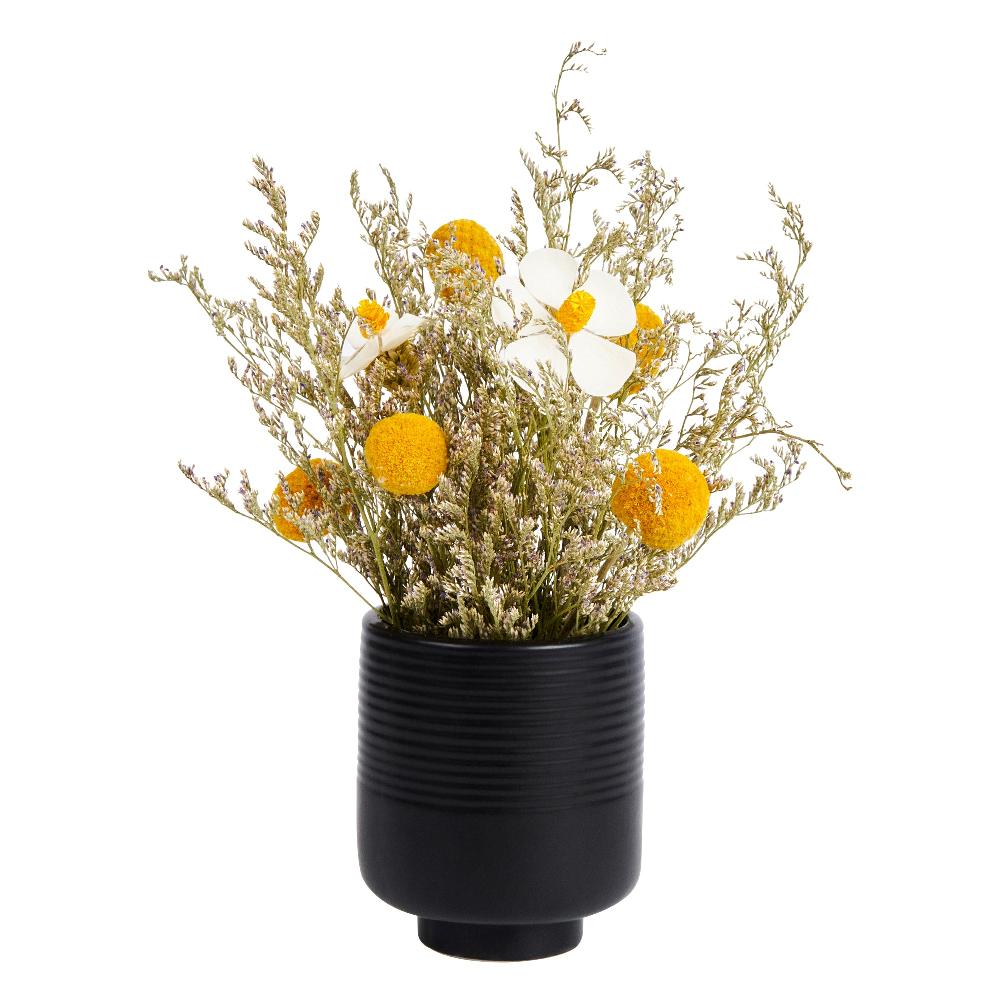 restaurantware Table Art Black Ceramic Tea Cup Vase - 3'' x 3'' x 3 1/2'' - 1 count box