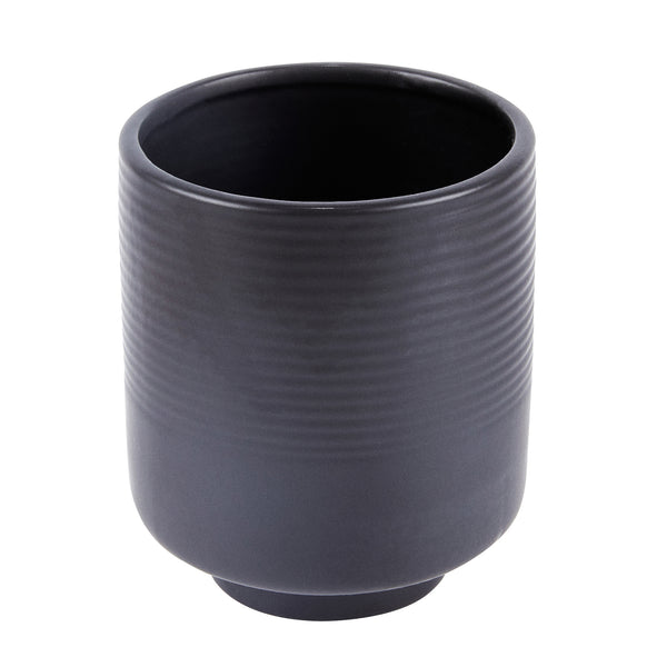 Restaurantware Table Art Black Ceramic Tea Cup Vase - 4 1/2'' X 4 1/2'' X 5'' - 1 Count Box