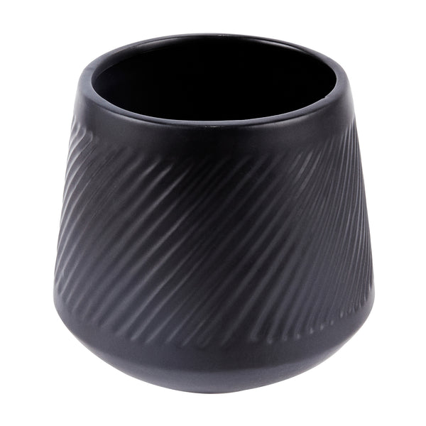Restaurantware Table Art Black Ceramic Tea Cup Vase - 6'' X 6'' X 5 1/2'' - 1 Count Box