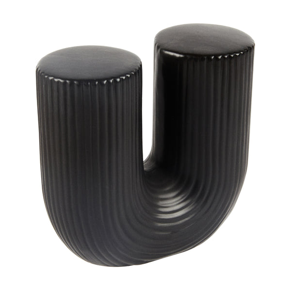 Restaurantware Table Art Black Ceramic U-Shaped Vase - 5 3/4'' X 2 3/4'' X 5 1/2'' - 1 Count Box