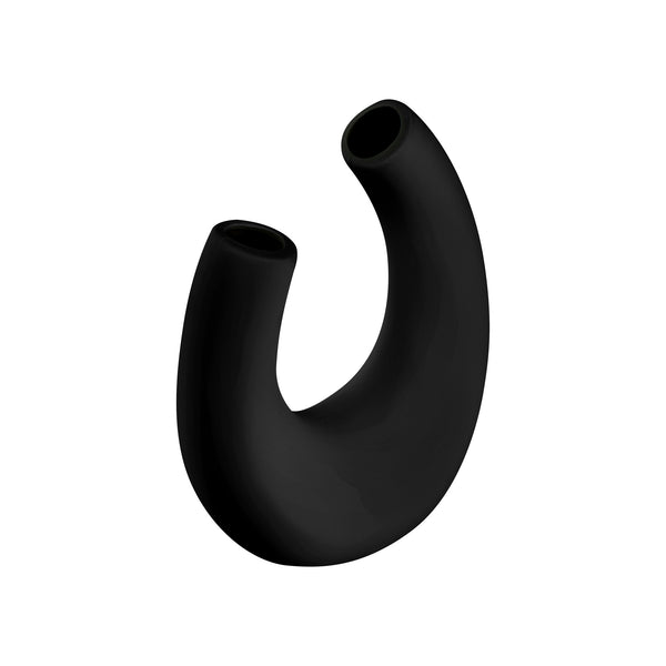 Restaurantware Table Art Black Ceramic U-Shaped Vase - 6 1/2'' X 3'' X 8 3/4'' - 1 Count Box