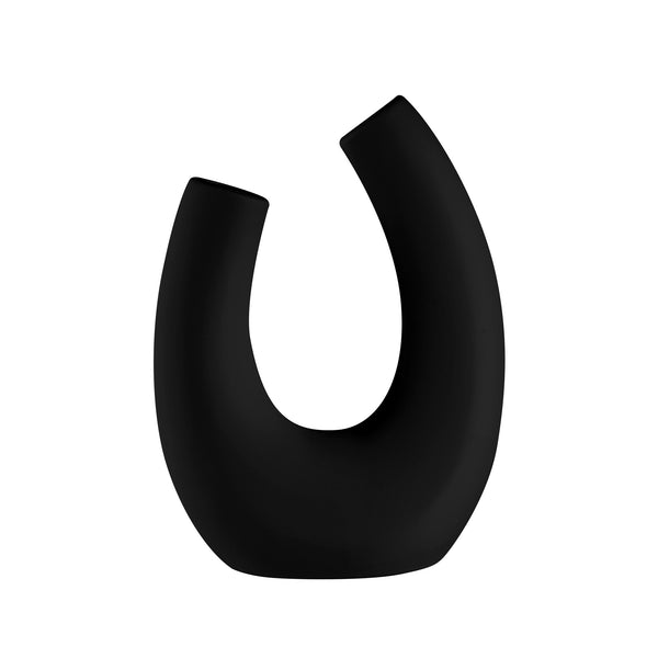 Restaurantware Table Art Black Ceramic U-Shaped Vase - 6 1/2'' X 3'' X 8 3/4'' - 1 Count Box