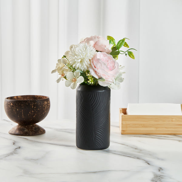 Restaurantware Table Art Black Ceramic Vintage Vase - 3 1/4'' X 3 1/4'' X 6'' - 1 Count Box