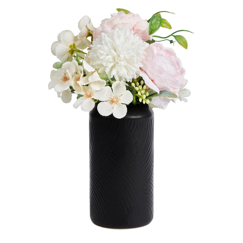 restaurantware Table Art Black Ceramic Vintage Vase - 3 1/4'' x 3 1/4'' x 6'' - 1 count box