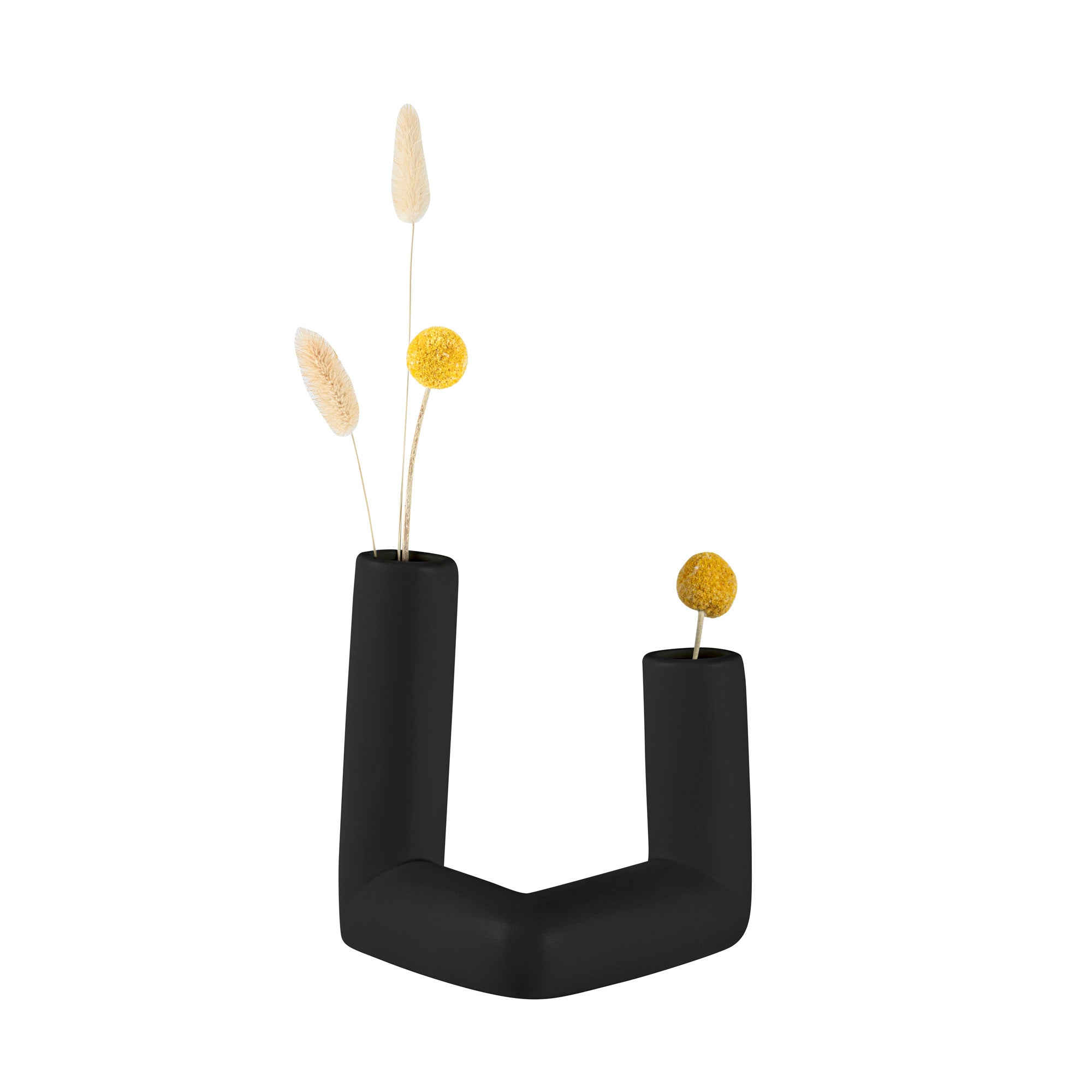 restaurantware Table Art Rectangle Black Ceramic Abstract Vase - 6 1/4'' x 5'' x 6'' - 1 count box