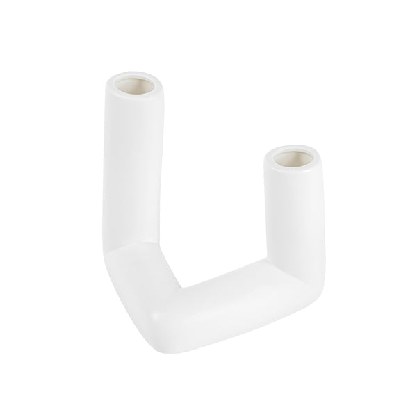 Restaurantware Table Art Rectangle White Ceramic Abstract Vase - 6 1/4'' X 5'' X 6'' - 1 Count Box