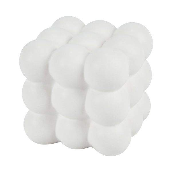 Restaurantware Table Art White Ceramic Bubble Cube Vase - 4 1/2'' X 4 1/2'' X 4 1/4'' - 1 Count Box