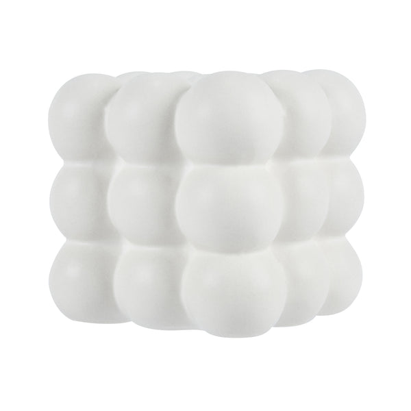 Restaurantware Table Art White Ceramic Bubble Cube Vase - 4 1/2'' X 4 1/2'' X 4 1/4'' - 1 Count Box